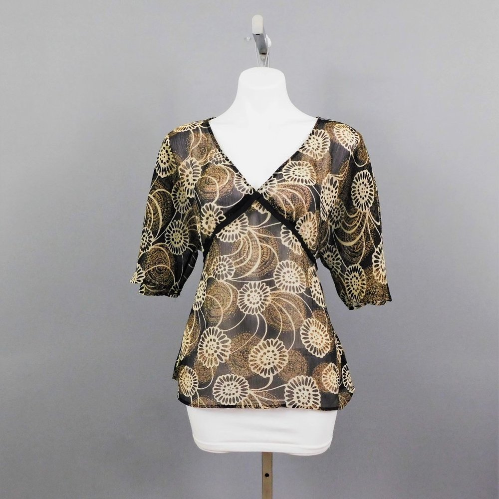 Apt. 9 Women Shirt Black Beige L